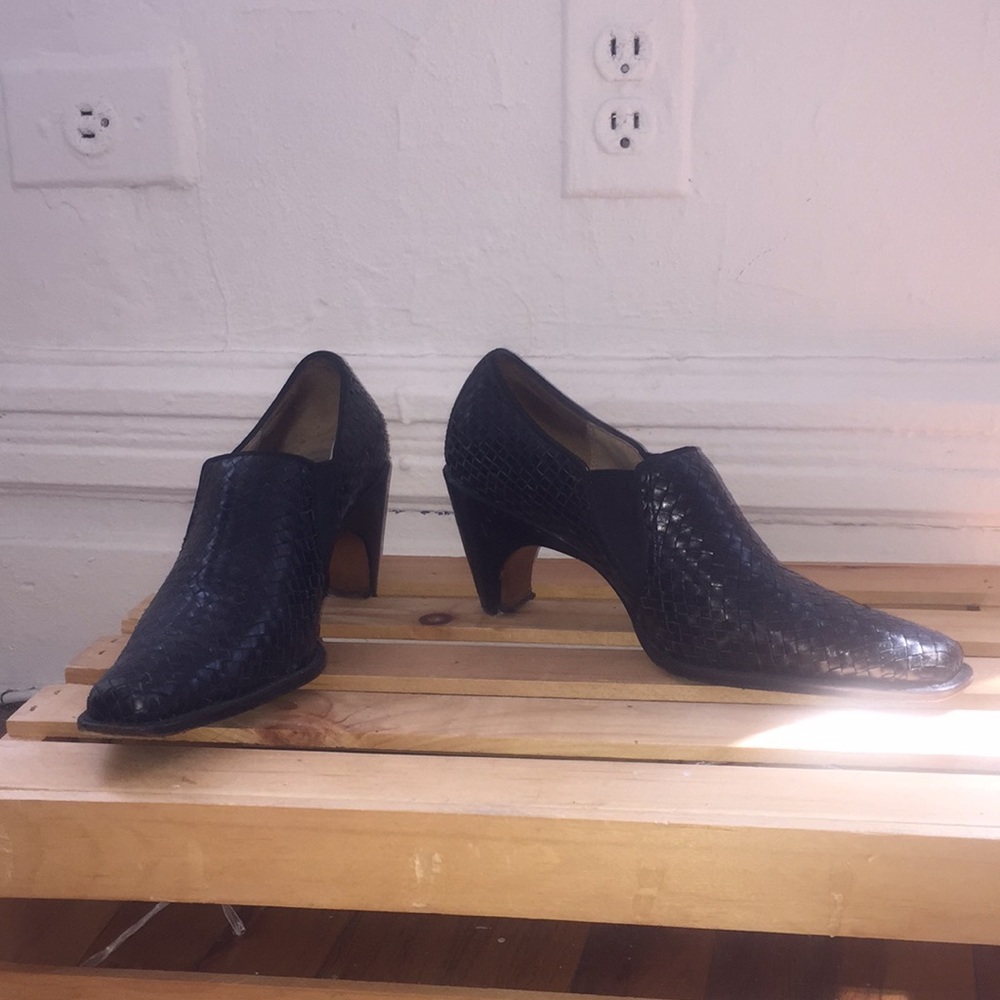 Black woven heels